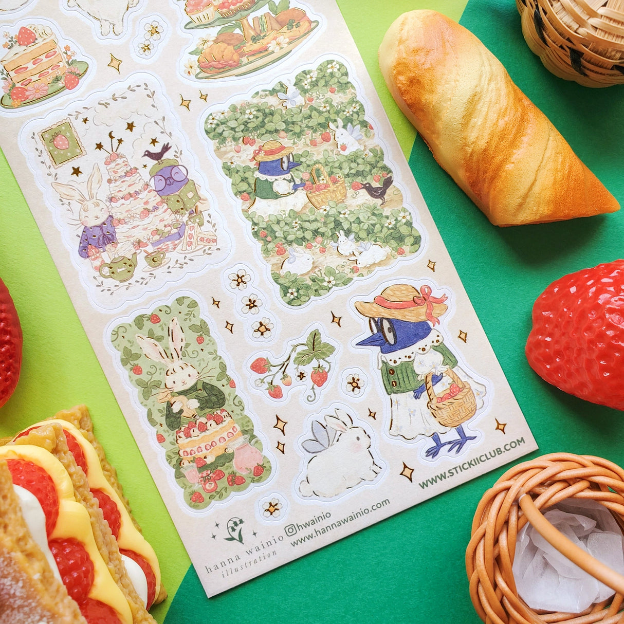 đđ Bunnies, birds, and strawberriesâoh my! @hwainioâs adorable friends are gathering the juiciest berries, then turning them into the dreamiest desserts. From towering cakes and dainty tea treats to garden picnics, itâs definitely a berry good time to be had!
Art by: @hwainio
Top Coating: None
Adhesive Layer: Paper
Backing Layer: Clear PET
6.69" x 3.54".
Weight - 0.03lbs.
1 sheet included 