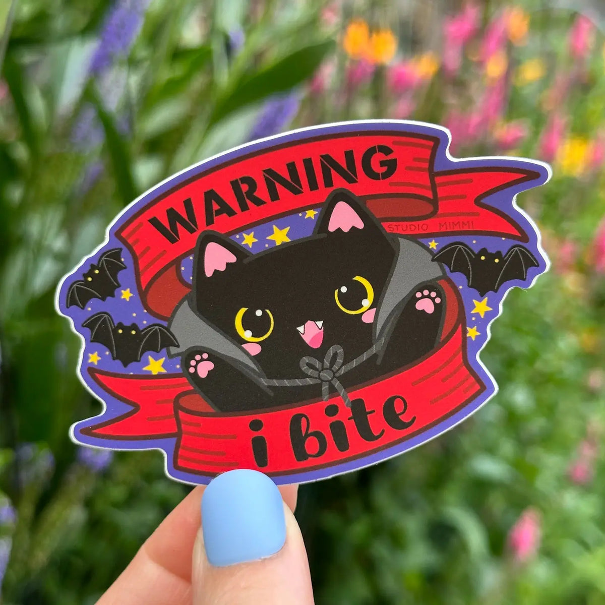 STUDIO Mimmi - Warning I Bite Vinyl Sticker
Tiny, adorable, fuzzy… but dangerous! Little danger! You’ve been warned: this cutie bites!
Weatherproof vinyl in a super matte finish.
Size 2.2” x 3.5” (inches)