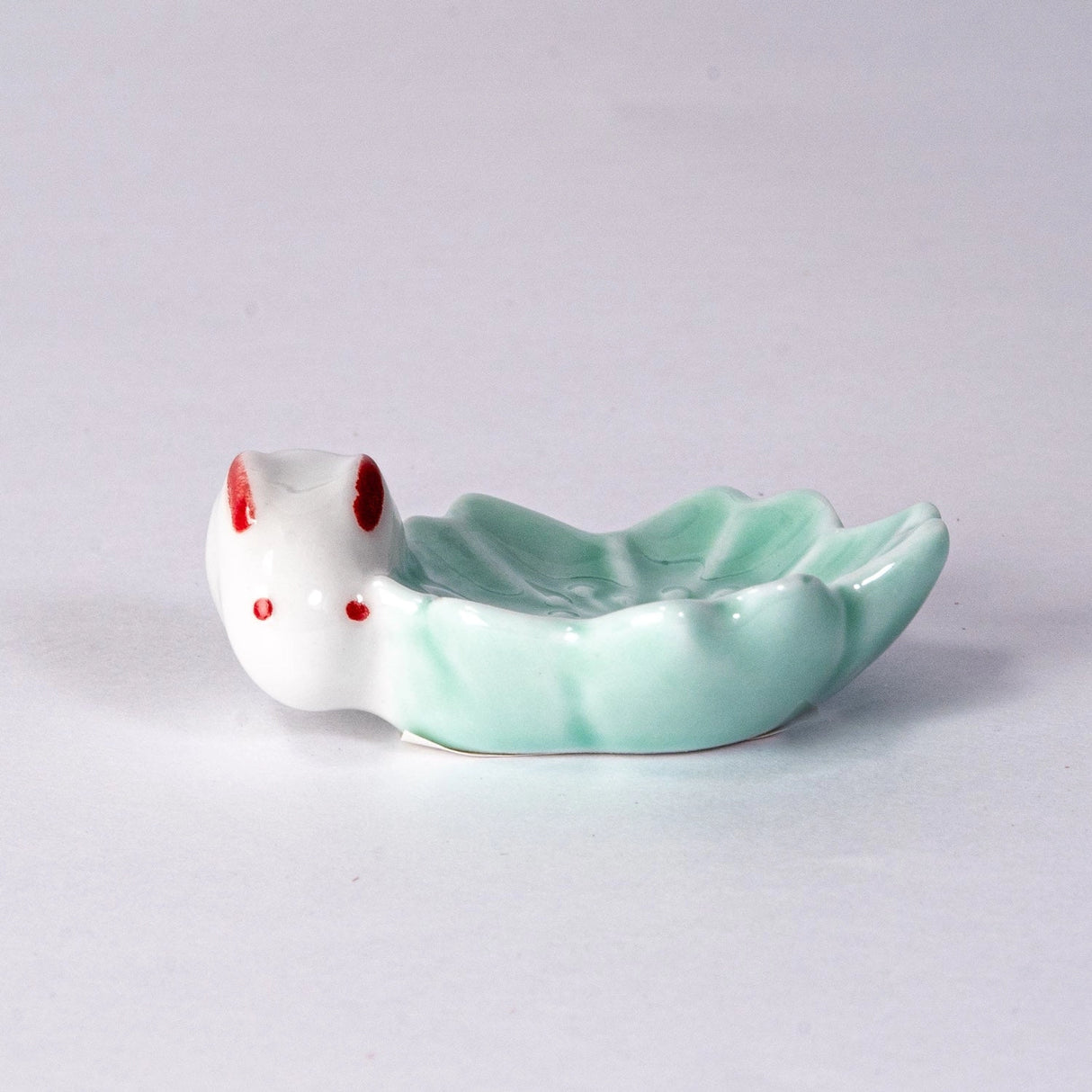 Porcelain Sakura rabbit chopstick holder/ pen rest