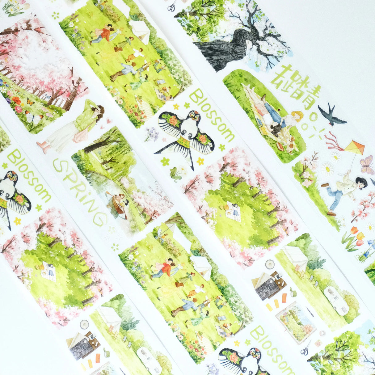 Step into a world where spring never ends. Our Sakura Voyage tape is a panoramic journey through a watercolor dreamland. Featuring hand-painted sceneries of weeping willows swaying in the breeze, vibrant kites dancing in the sky, and soft cherry blossoms in full bloom, every inch tells a story.
Brand: WT ( The Washi Tape Shop)
Pre-cut Wide Washi/PET Tape
Size: 70mm×5m
Design Loop: 100cm
Material: Washi Tape / PET Clear Tape
