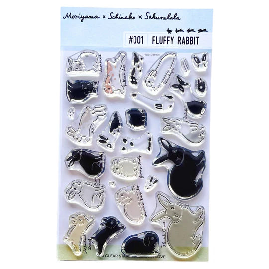 This collaboration with Moriyama, who has a wonderful shop in Ota Ward, Tokyo, and Shiko Moriyama, an illustrator who draws adorable rabbits.
"Fluffy Rabbit" is a clear stamp in the style of a rabbit's encyclopedia. It is divided into 10 types of rabbit base outline stamps, such as Netherland Dwarf, Holland Drop, and Flemish Giant, and coloring stamps that serve as patterns. You can stamp it in any color you like, so if you have a rabbit in your family, please try stamping it in the color of "my child"!