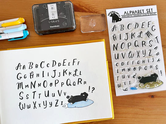 Clear stamp "Vincent's Alphabet" was created in collaboration with Paper Plant Co. The owner, Friedia, has a cute alphabet stamp with an atmospheric and gentle typeface.
This stamp set is a collaboration between Sakuralala and Paper Plant Co., a stationery store located in Los Angeles, USA. The dog that appears in the Paper Plants Co. shop logo and clear stamp is Vincent, who is also the store's mascot. These stamps are the perfect addition for your journal or planner!