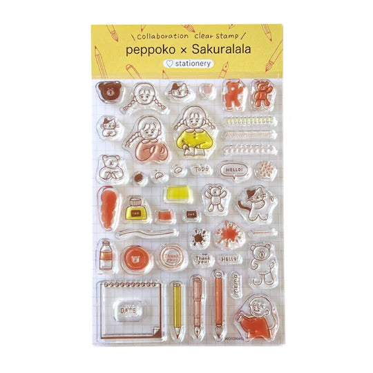 With his adorable touch, the warm atmosphere has been completed into a very cute stamp set.
It is designed to take advantage of the characteristics of clear stamps and can be combined in many ways. Peppoko and Sakuralala's Instagram and blogs will also introduce how to use this clear stamp and ideas, so please refer to it.