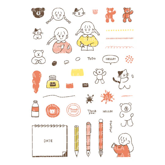 With his adorable touch, the warm atmosphere has been completed into a very cute stamp set.
It is designed to take advantage of the characteristics of clear stamps and can be combined in many ways. Peppoko and Sakuralala's Instagram and blogs will also introduce how to use this clear stamp and ideas, so please refer to it.