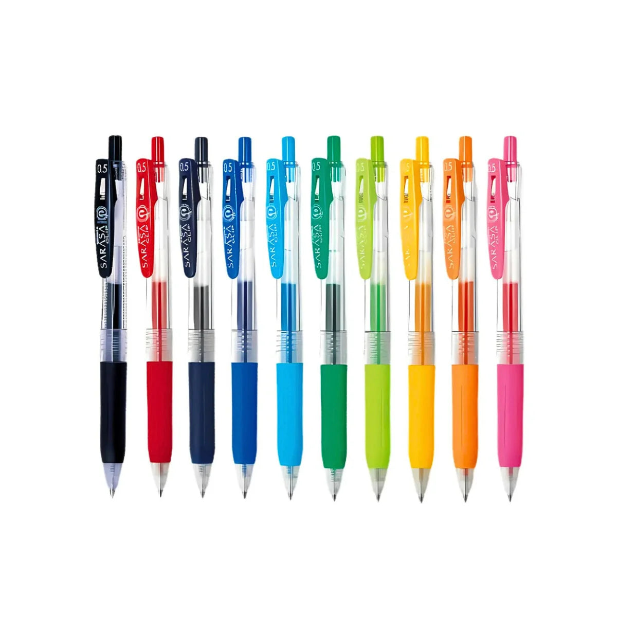 A standout achievement in the world of pen design, the Sarasa Clip has it all—a well-designed body with a comfy rubber grip, a sturdy retractable tip, a large spring push clip that attaches easily to thick pockets and book covers, and smooth, vibrant ink in a stunning variety of colors and tip sizes. The ink is pigmented and features great water, fade, and feather resistance.