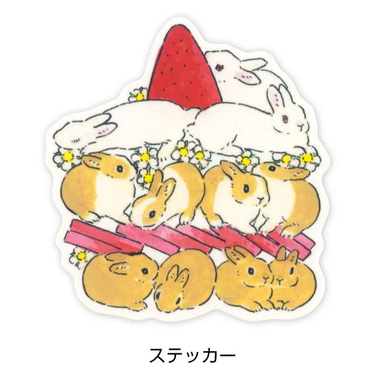 Stick it in a notebook or put it in a smartphone case!
Decorate whatever you want with this cute vinyl sticker.
Art by Schinako Moriyama
Size: Set size 70×87mm / Sticker 60×65mm
Material: PVC