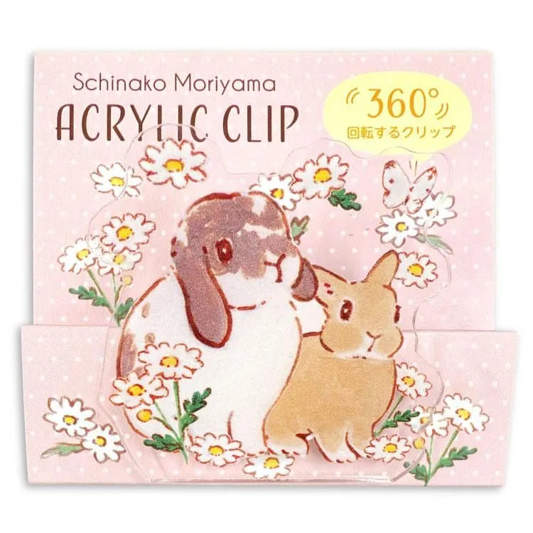 This clip can be rotated 360° and reoriented to suit the application.
The transparent clip makes you feel happy when you suddenly see it in your daily life.
If you like rabbits and are fans of Shinako, they are so cute that you will want both patterns. It's perfect for your own everyday use as well as a gift!
Size: 49 x 48mm
Material: Acrylic