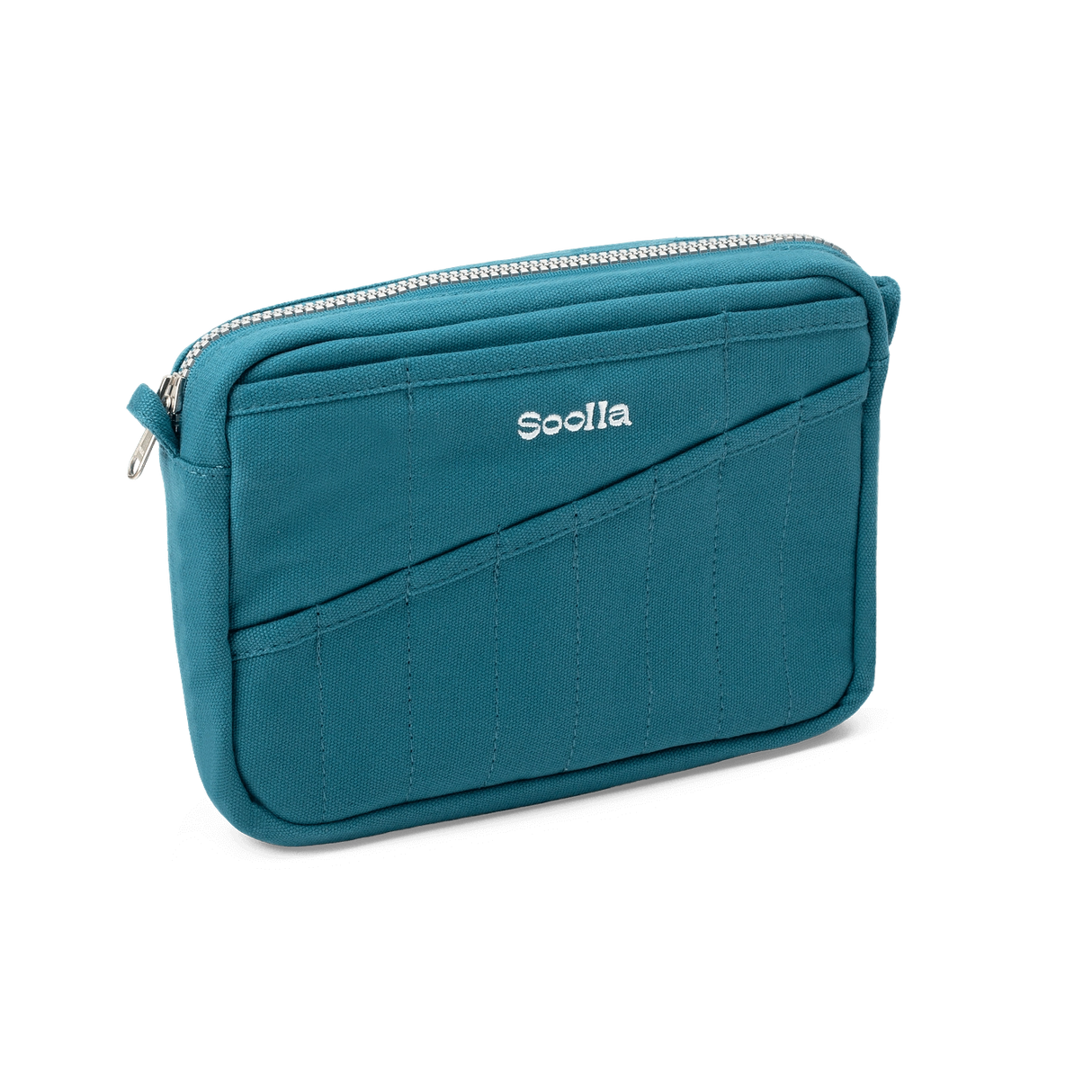 Front layout: 8 slanted pockets + 3 directly behind
Interior: Main compartment fits an A5 notebook; two open compartments on each wall
Back panel: 3 wide exterior pockets + one full-length slip pocket
Quick-drying duck canvas — sturdy, breathable, and machine-washable
Convertible design — hooks for your own strap or a Soolla strap (coming soon)
Structured silhouette — holds its shape even when lightly packed
Full-width YKK zipper — smooth and durable
Compact profile — fits inside larger bags or