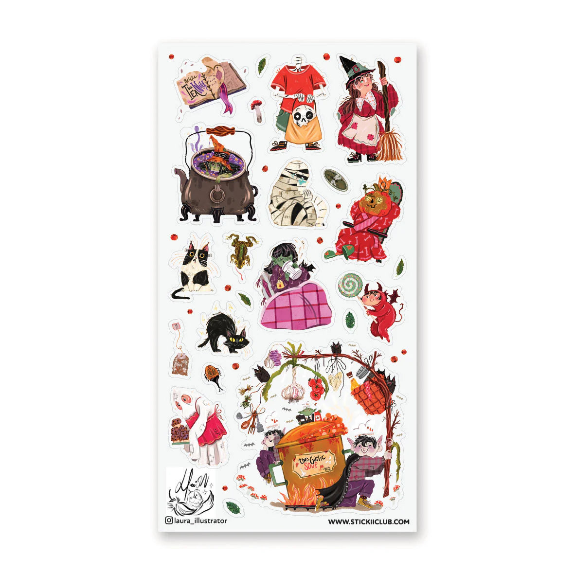 🧙🍲 Cook up some Halloween magic with @laura_illustrator’s wildly whimsical witchy crew! From bubbling cauldrons and spell-splattered cookbooks to mischievous familiars, spooky snacks, and magical kitchen chaos, this sheet is bursting with playful energy and charm. Every character looks caught mid-spell and mid-snack, serving up the perfect blend of spooky silliness and enchanted fun.
Art by: @laura_illustrator
Top Coating: None
Adhesive Layer: Paper
Backing Layer: Clear PET
6.69" x 3.54".
Weight - 0.03l