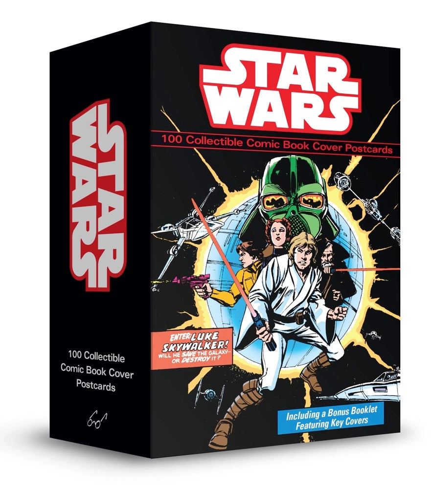 From the early adaptation of Star Wars: A New Hope in the 1970s through comics of the 1980s, 1990s, and 2000s, to the thrilling new adventures and characters of today, this box set of 100 collectible postcards showcases the best comic book covers to celebrate a galaxy far, far away . . .
The Star Wars comic series has been one of the most popular comics since its first issue debuted in 1977. Beloved by fans for its supplemental storytelling and galaxy-building, the series has introduced numerous character