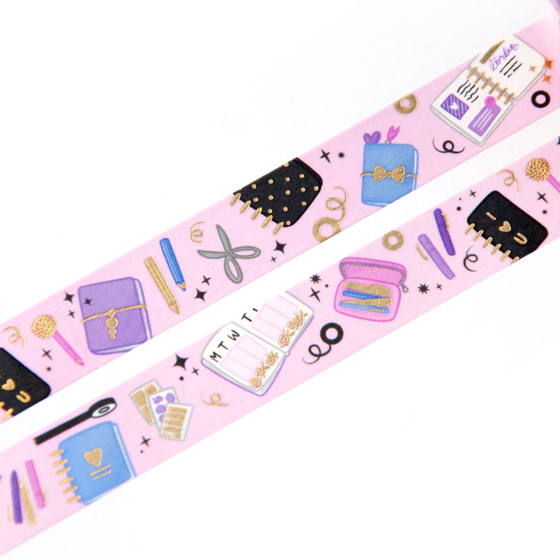 Cinta adhesiva washi con motivos de papelería