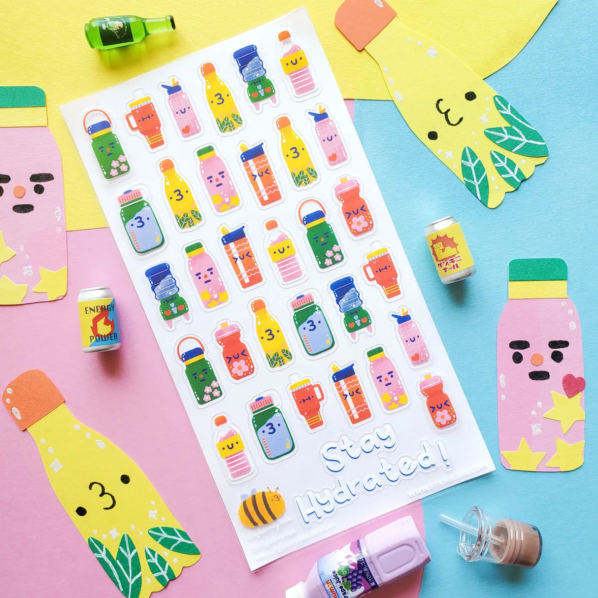 💧🌈 Staying hydrated has never been so cute! @figberrytea’s cheerful sheet is filled with the happiest little water bottles, tumblers, and sippy sidekicks, each bursting with bright colors and playful personality. From flowery flasks to smiley sports bottles, these sweet sippers are here to remind you to take a sip, refill your cup, and keep the good vibes pouring all day long!
Art by: @figberrytea