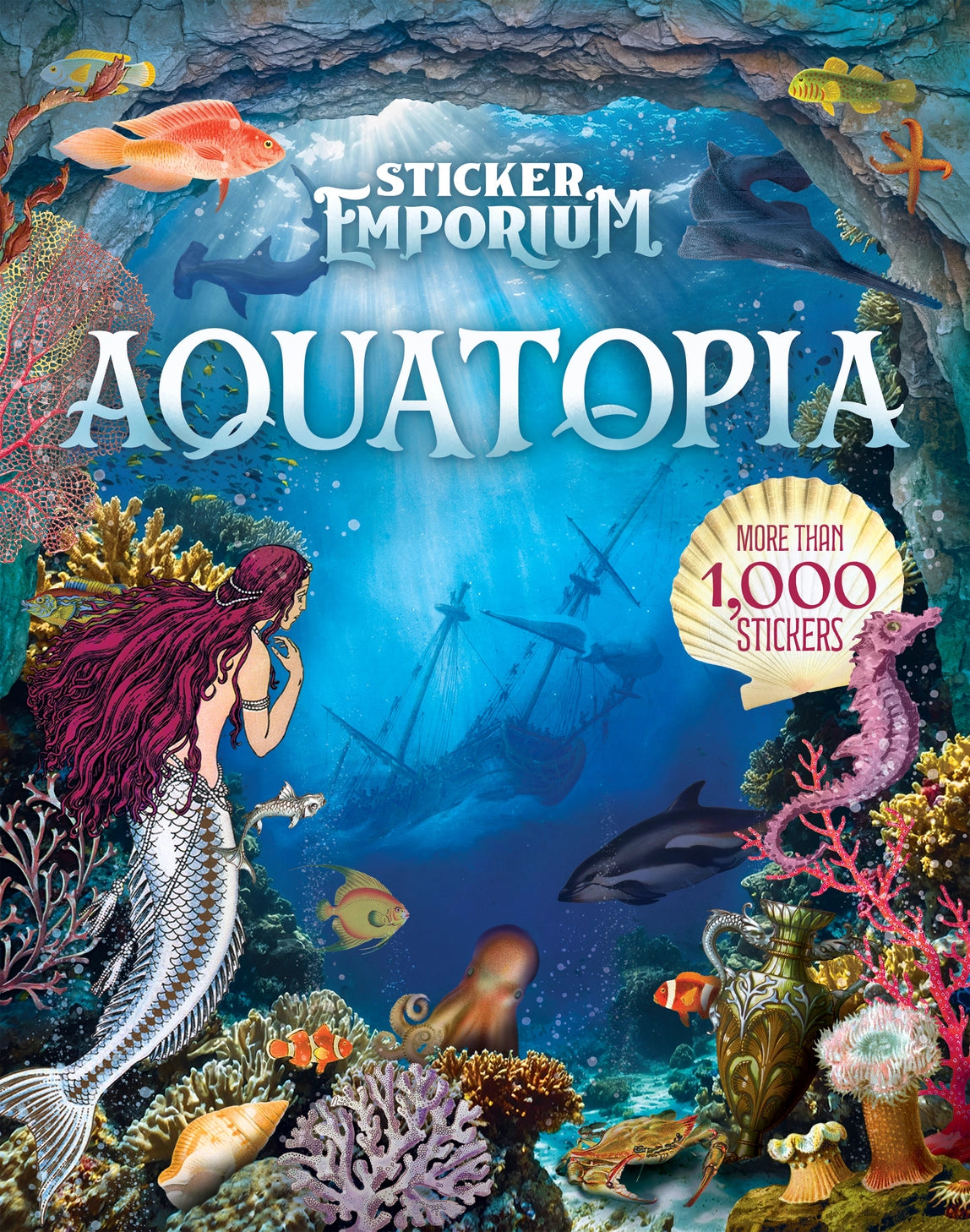 Welcome to Aquatopia where tropical marine plants and coral flourish, lost treasures twinkle on the ocean floor, and sea animals and mermaids reign supreme. Invite magic and whimsy into your life with this rich adult sticker book, filled with curated images from times of yore, the natural world, and the realms beyond.
This sticker book contains more than 1,000 stickers with beautiful vintage images. More than 65 sheets of wood-free matte stickers, excellent for coloring, scrapbooking, decorating letters, a