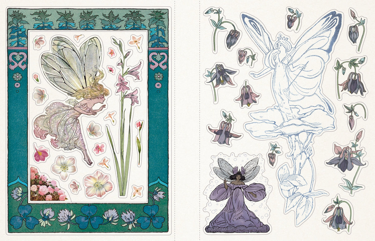 Wander into a magical world where fairies flit between wildflowers, midsummer maidens frolic in the moonlight, and whimsical woodland creatures wear top hats and toot trumpets. Invite enchantment and wonder into your life with this spellbinding sticker book, filled with fantastical curated images from the best-selling Sticker Emporium collection, Woodlandia.
This stunning sticker book contains more than 500 stickers with beautiful vintage fantasy and naturalist illustrations from the Gilded Age through the