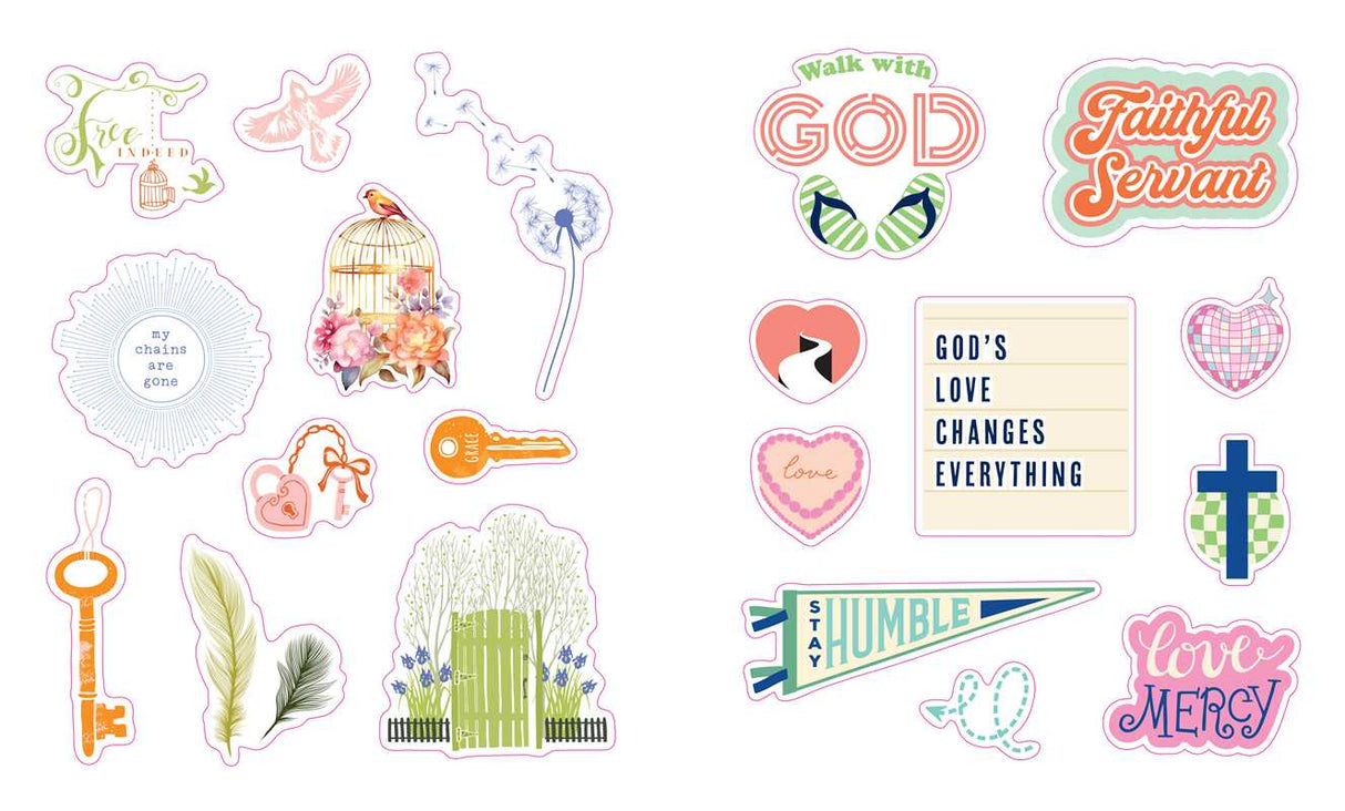 Celebrate your faith and add more inspiration to your world with this beautiful collection of 600 uplifting faith-inspired stickers for crafters, scrapbookers, or anyone who just loves stickers.
The back of an envelope that carries an encouraging card. A packed lunch that needs some extra punch. A journal capturing a faith journey. The mirror a daughter spends lots of time in front of. A go-everywhere drink tumbler or laptop. Stickers can pop up in many places reminding us of God’s promises. This special c