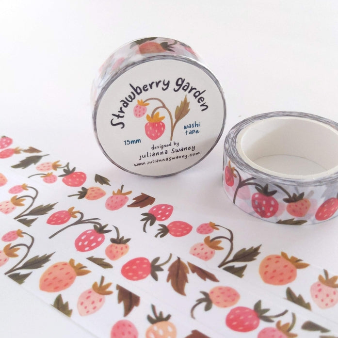 Cinta washi con motivos de jardín de fresas