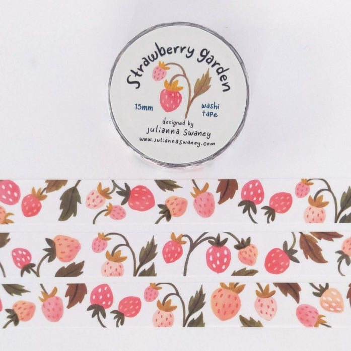 Cinta washi con motivos de jardín de fresas