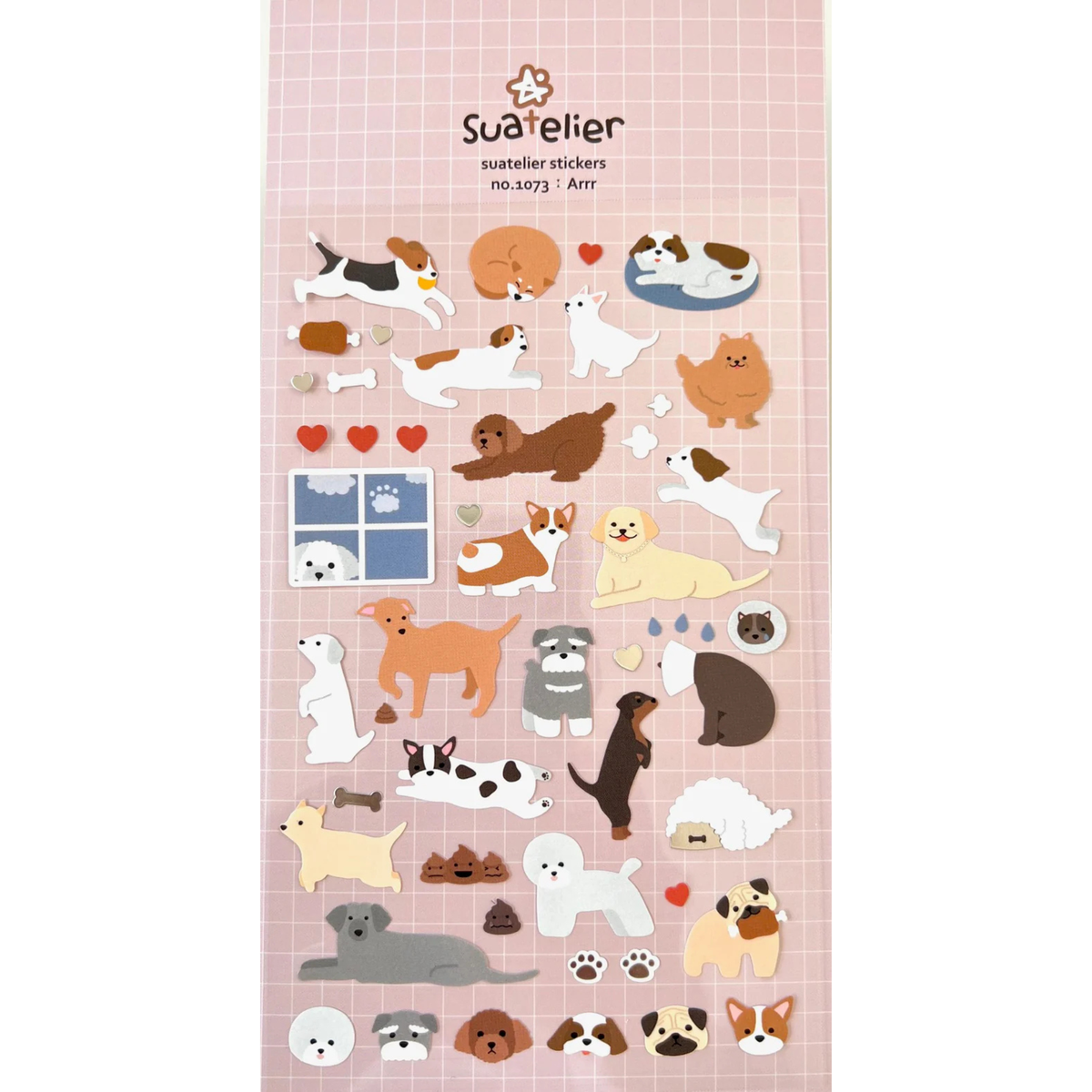 Bring playful puppy energy to your journal, planner, or happy mail with the Arrr sticker sheet from Suatelier. Filled with adorable dog characters, silly expressions, and charming everyday moments, this sheet adds a burst of personality to any creative project. Known for their soft colors and playful aesthetic, Suatelier stickers add an instant dose of warmth and whimsy wherever you place them.
Package measures approx. 8" x 3.5"
Includes 1 sticker sheet