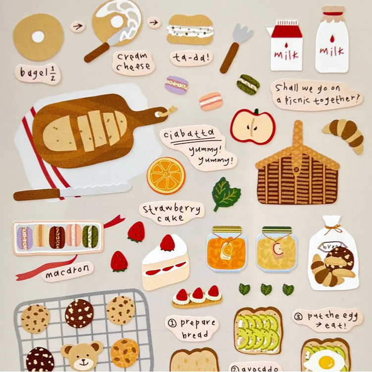 Celebrate the simple joy of fresh‑baked goodness with the I Like Bread sticker sheet from Suatelier. This sticker sheet is filled with adorable illustrations of loaves, pastries, and cozy bakery moments. Known for their soft colors and playful aesthetic, Suatelier stickers add an instant dose of warmth and whimsy wherever you place them.
Package measures approx. 8" x 3.5"
Includes 1 sticker sheet