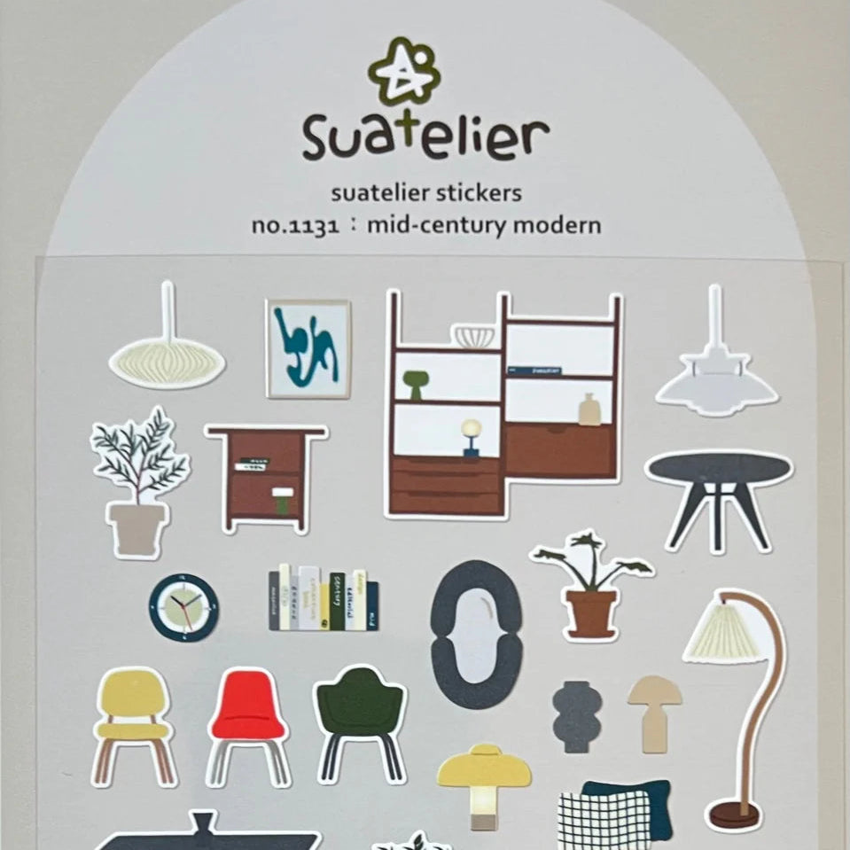 A charming Mid-Century Modern sticker sheet featuring retro furniture, lighting, and decor in warm, earthy tones. Perfect for adding a stylish vintage touch to journals, laptops, and planners.
• This package includes 1 sheet of sticker
• Package measures approx. 8" x 3.5"