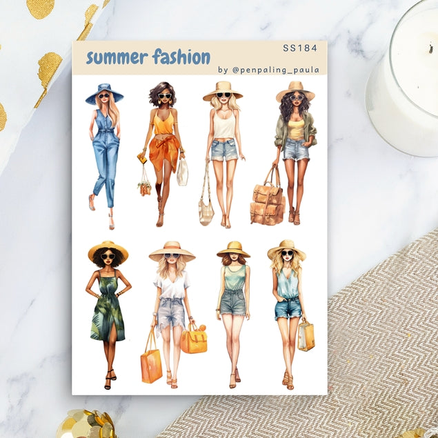 Hoja de pegatinas de moda de verano
