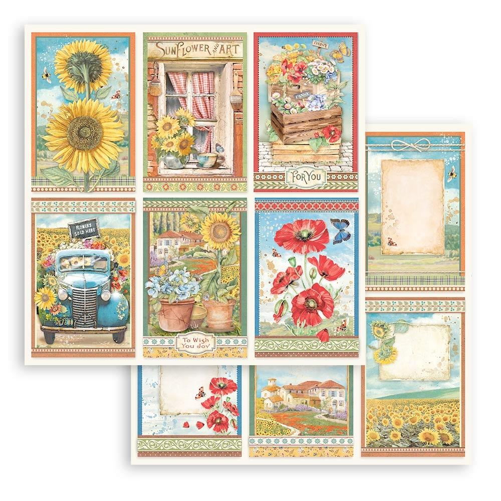 Bloc de papel con diseño de girasoles, 12 x 12 pulgadas, paquete de 10