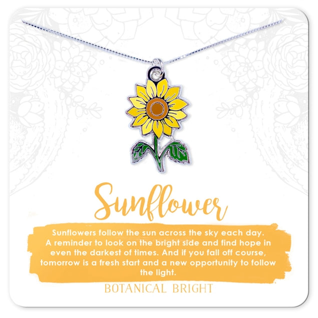 Collar con dije de girasol bañado en plata