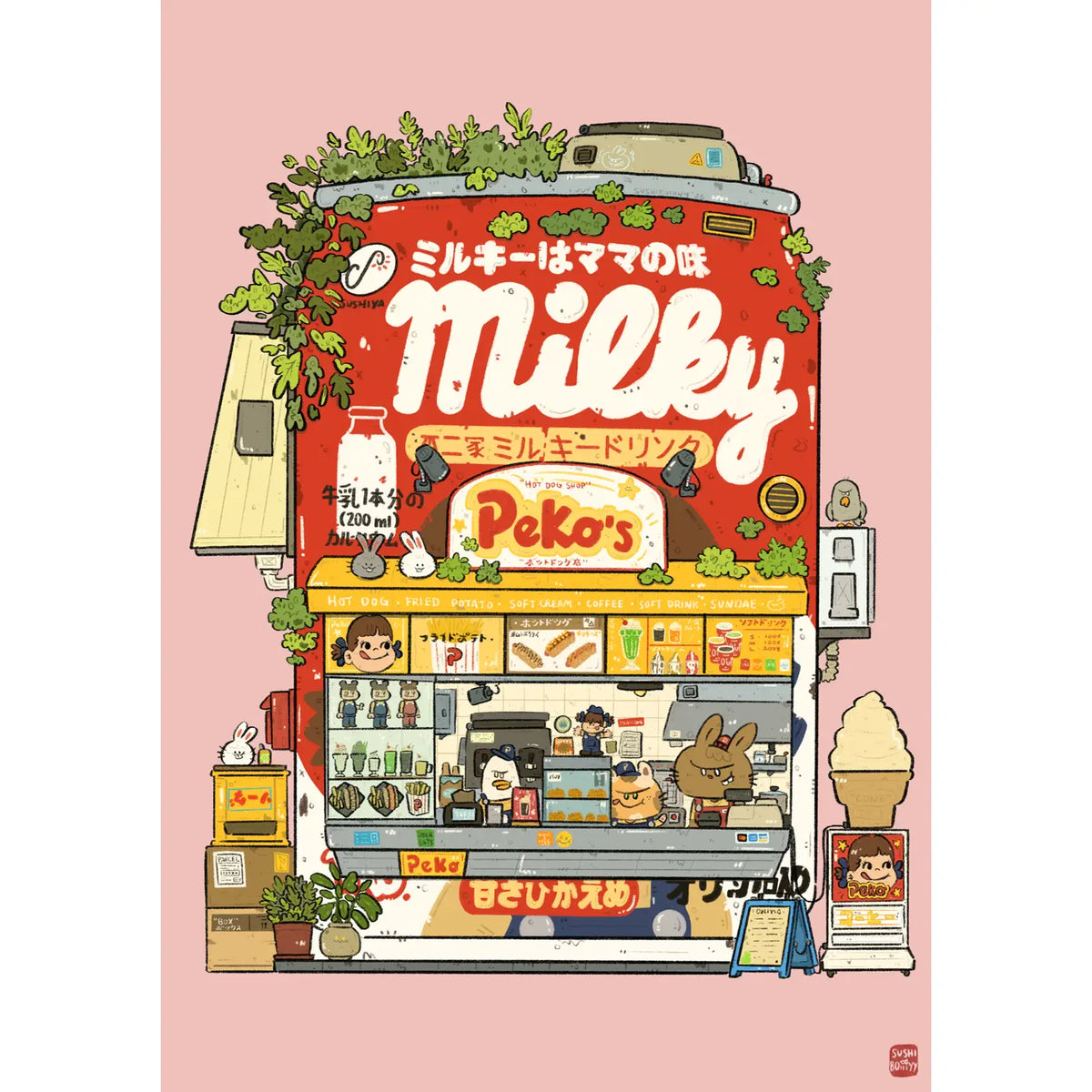 Sushiboiiiyy - Milky Peko Chan Postcard
Size: 4x6
Printed on 12pt paper.
Front and back printing.
Comes with plastic sleeves.