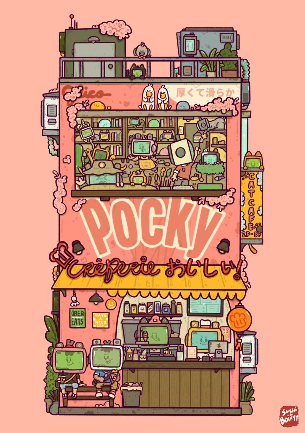 Sushiboiiiyy - Strawberry Pocky Postcard
Size: 4x6 Printed on 12pt paper.
Front and back printing.
Comes with plastic sleeves.