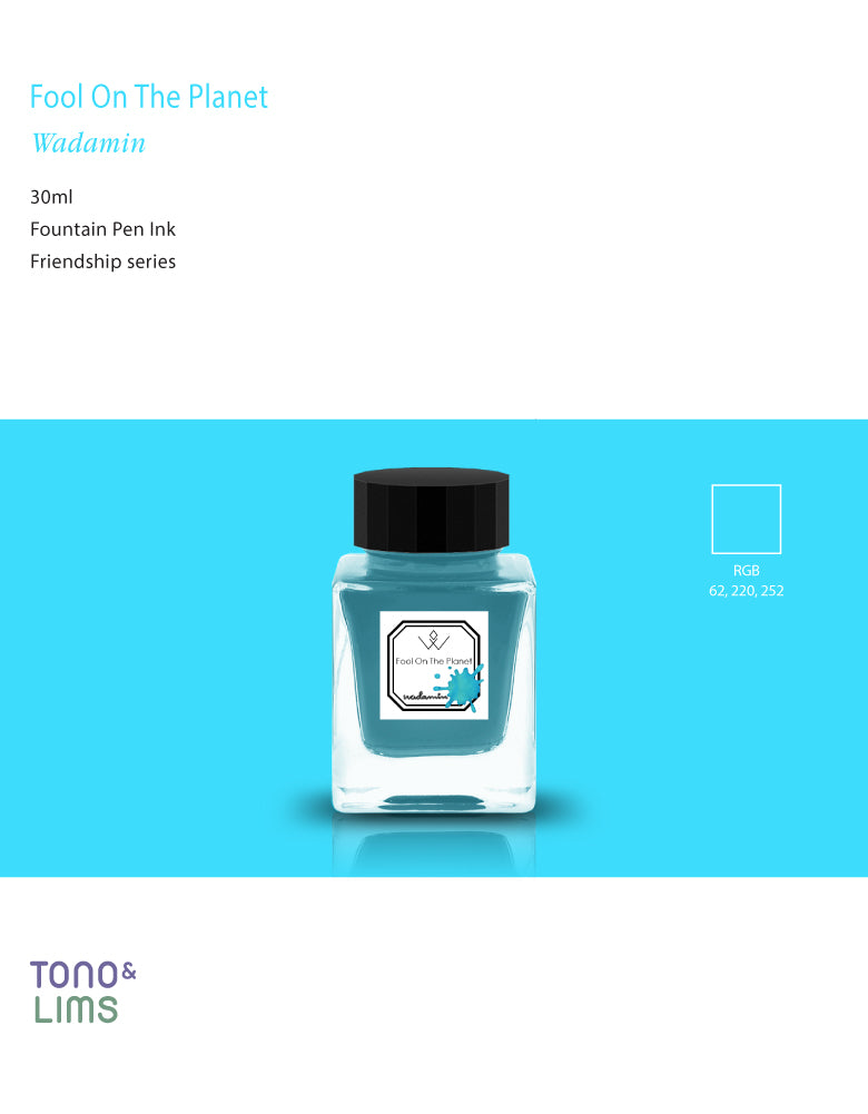 TONO & LIMS Friendship
Fool on the Planet Ink
Tono & Lims Friendship Line Fountain Pen Ink Collection where every ink in the Friendship Line embodies the power of friendship through beautifully crafted colors that flow effortlessly on the page. Add a personal touch to your work with a variety of hues that are as diverse and special as the friendships we cherish.
30ml
