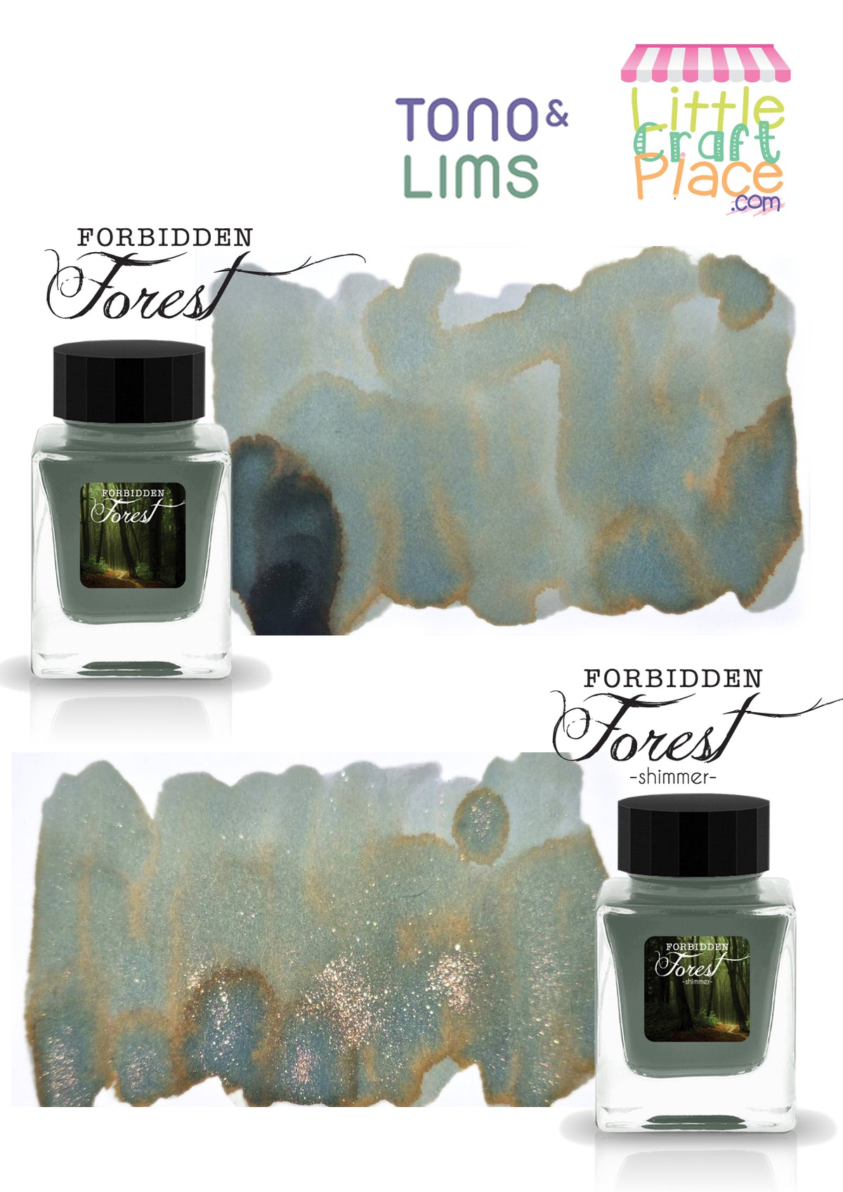 Forbidden Forest evokes the feeling of wandering into an ancient woodland where sunlight barely reaches the forest floor. At its heart is a rich, mysterious teal that pools into deep blue-green shadows, while earthy bronze and mossy olive undertones emerge as the ink dries. The result is a beautifully atmospheric color that shifts between enchanted forest greens and hidden twilight depths, capturing the magic and mystery of a place untouched by time.