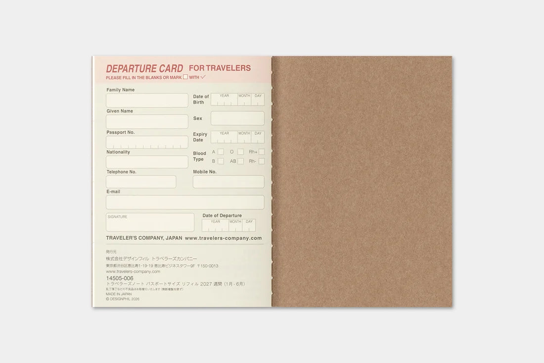 TRAVELER'S notebook 2027 Weekly Diary (Passport Size)
Welcome the upcoming year in high spirits with TRAVELER'S notebook 2027 Diary lineup where each notebook becomes unique by adding your personal flare!