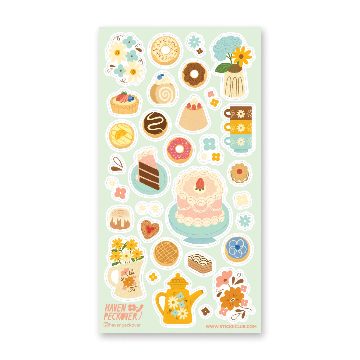 🫖🍩 A delish pastry really is the cherry on top of a lovely tea time and @havenpeckover offers us a divine variety that’s sure to take any tea time to the next level. These freshly baked goods are not just a feast for the stomach, but also a feast for the eyes! Art by: @havenpeckover
Top Coating: Textured
Adhesive Layer: PVC (plastic)
Backing Layer: Clear PET
6.69" x 3.54".
Weight - 0.03lbs
1 sheet included