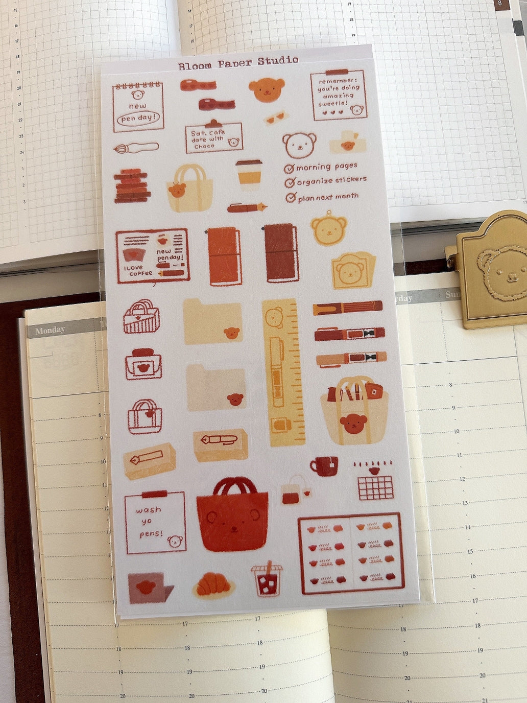 Bloom Paper Studio - Teddy's Brain Dump & Supplies Stickers