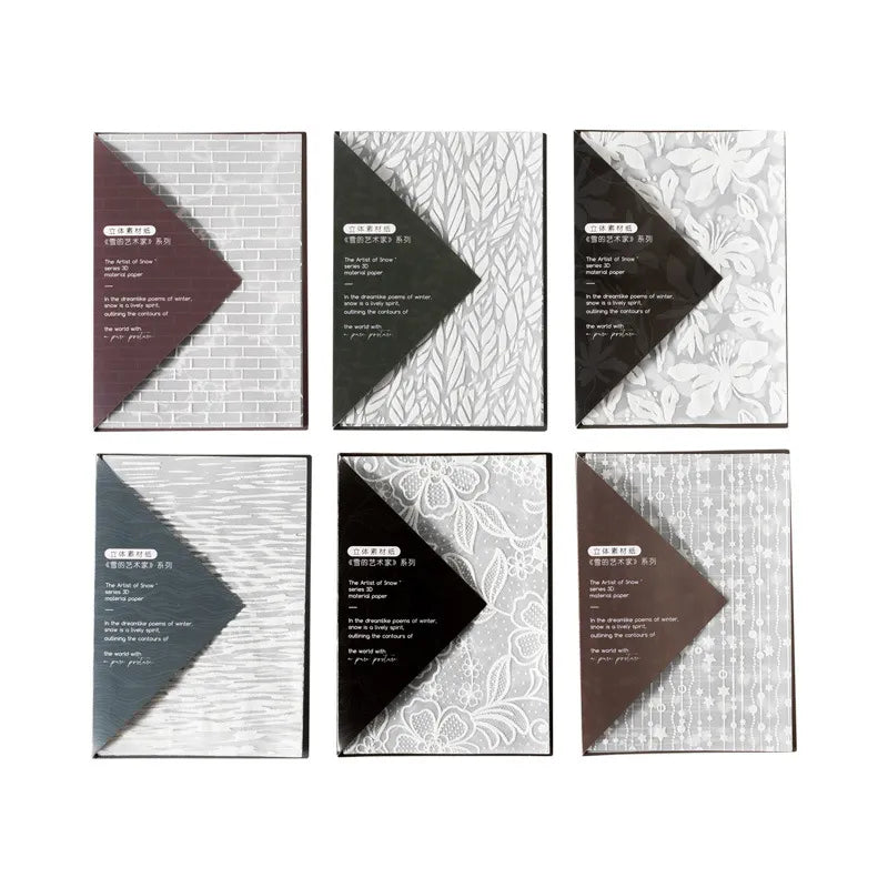 This snow themed embossed paper pack includes 10 pieces of cute paper materials in different patterns! Each pack comes with pieces in 5 varying styles with 2 of each design.
These pieces make great card decoration, collage pieces, or additions to your journal spreads!