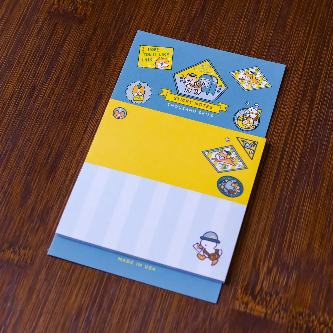 Full color sticky notes featuring adorable little creatures rushing to deliver your mail!
3x3 inches
25 sheets
Printed with 3M