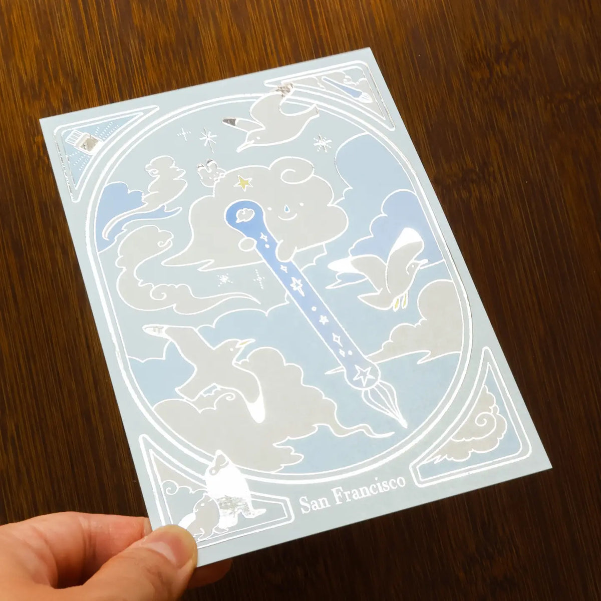 Thousand Skies - Sky Glass Pen Postcard
A playful and colorful illustration to brighten someone's day.
• 4 in x 6 in postcard
• Matte finish with silver embossing
• Heavy Cardstock
Please consider that monitor calibrations are all different. The color you see might slightly differ from the photo.
Design ©Thousand Skies