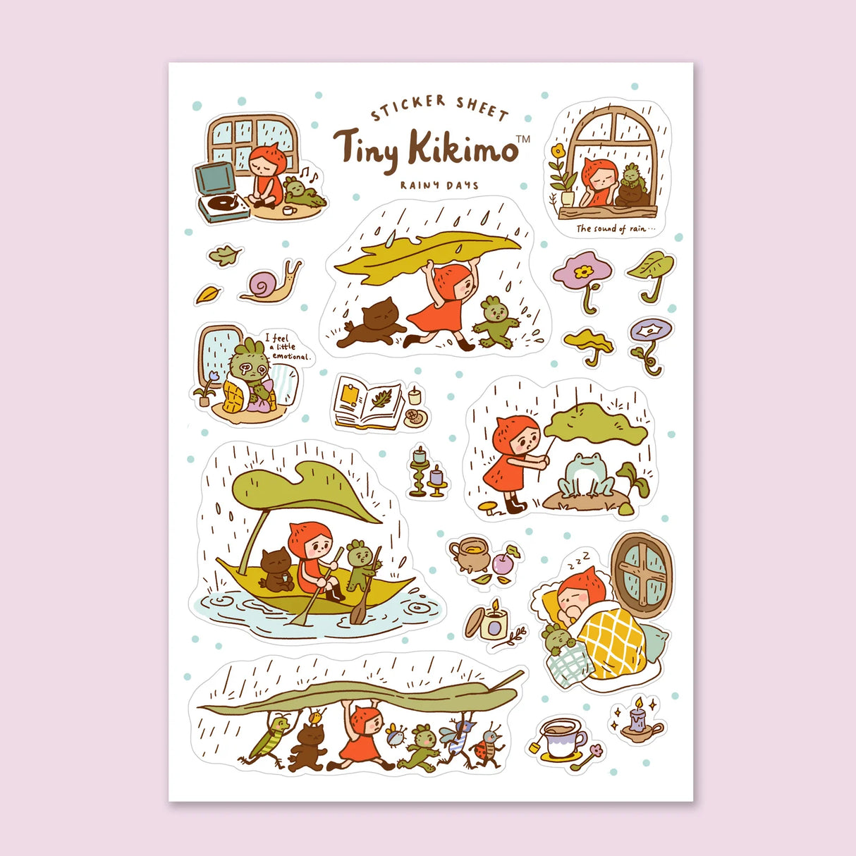 Tiny Kikimo Sticker Sheet - Rainy Days
Perfect for planners, journals, or scrapbooking. Approx. 4 x 6 in.
