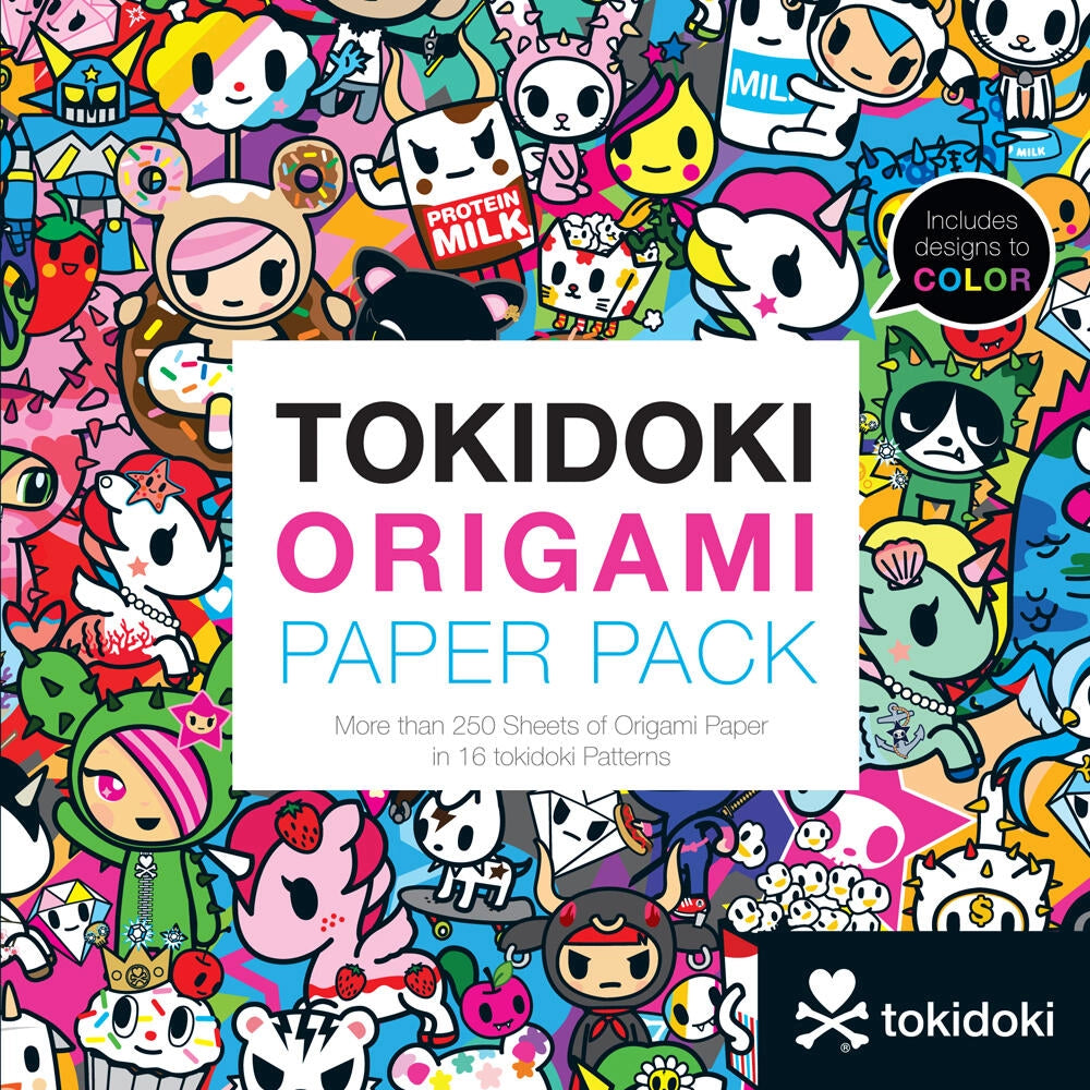 These beautiful tokidoki patterned papers featuring all of your favorite characters will inspire you to create dozens of origami masterpieces. With basic instructions that make it easy to master the craft, you'll be hooked on this popular hobby in no time.
In addition to more than 250 sheets of colorful paper in 16 patterns, there are black-and-white patterned papers to color and fold.