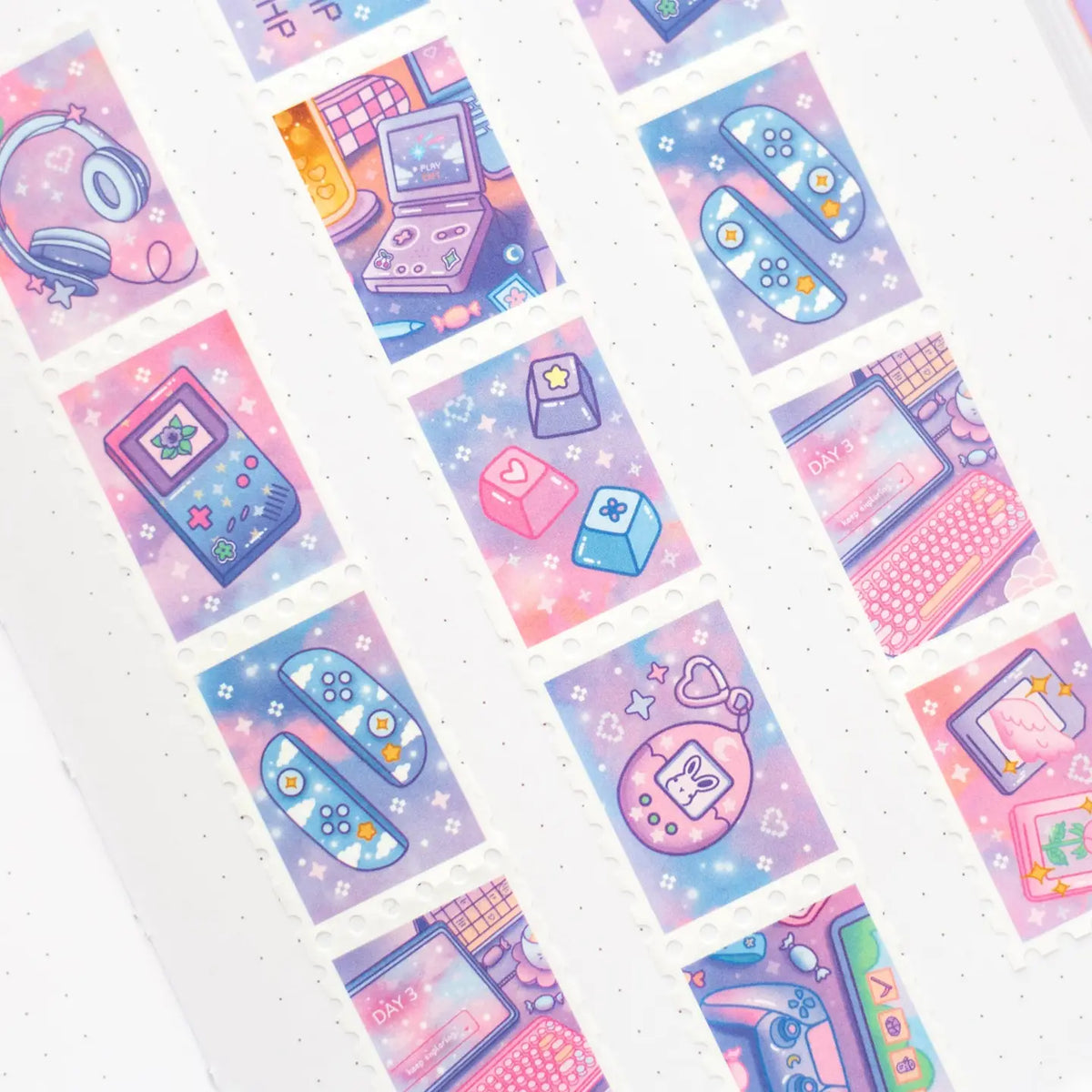 Unicorn Eclipse - Game Time Stamp Washi Tape
1 roll: 25mm x 5m
Made of eco-friendly adhesive paper materials
Easily removable with no residue
✧Notes✧ Please note that color on images may vary from monitor to monitor due to photographing, lighting and screen settings. Minor errors may be possible as these stickers are handmade.