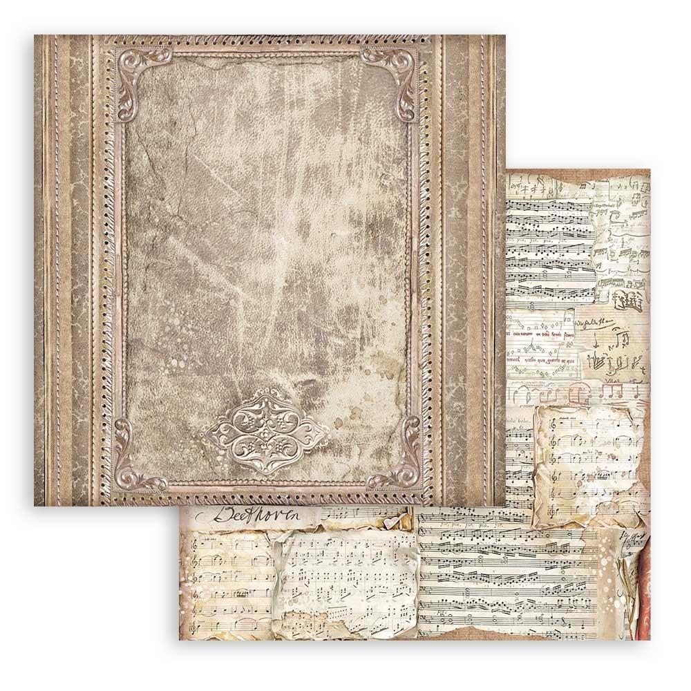 Bloc de papel con fondo de biblioteca vintage, 12" x 12"