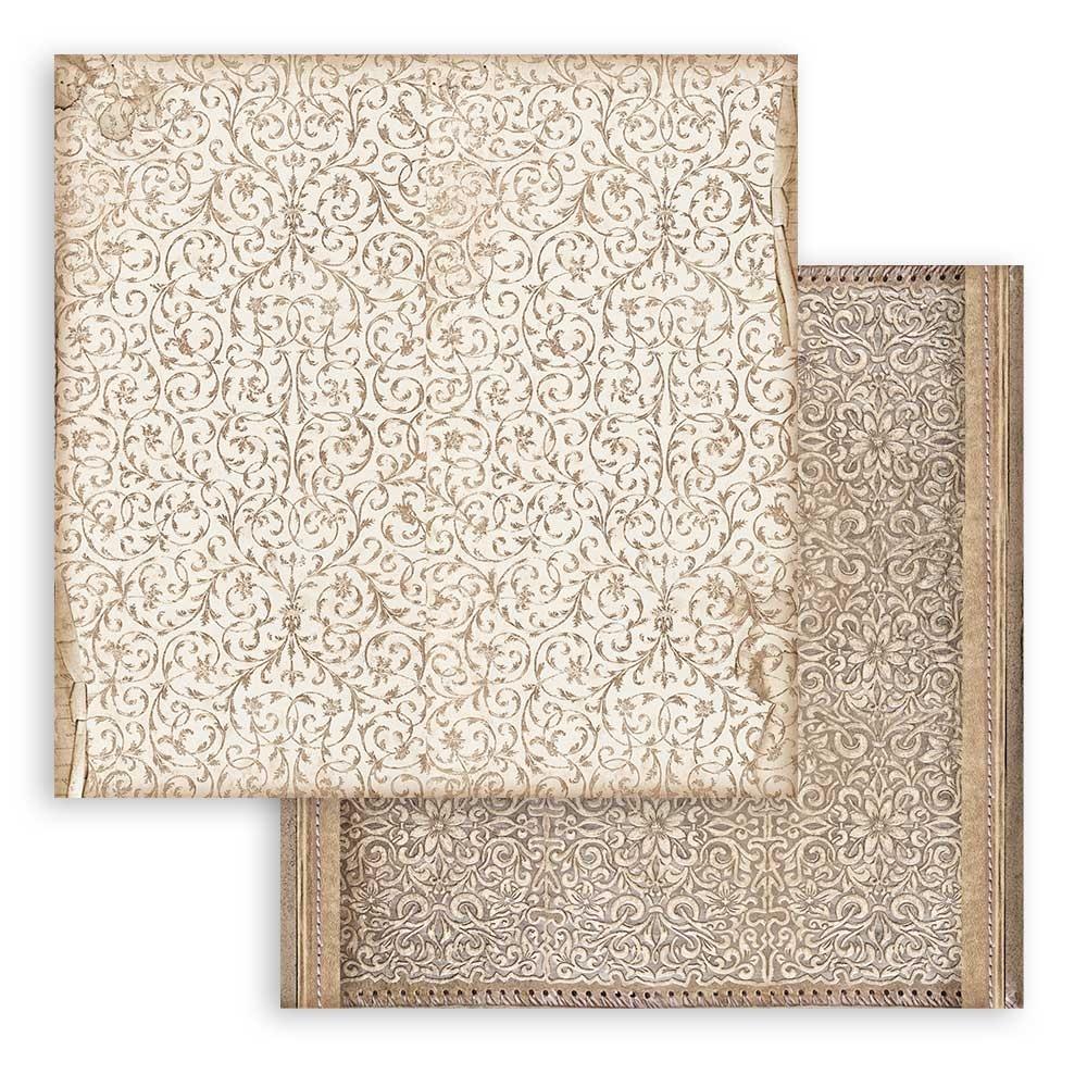 Bloc de papel con fondo de biblioteca vintage, 12" x 12"