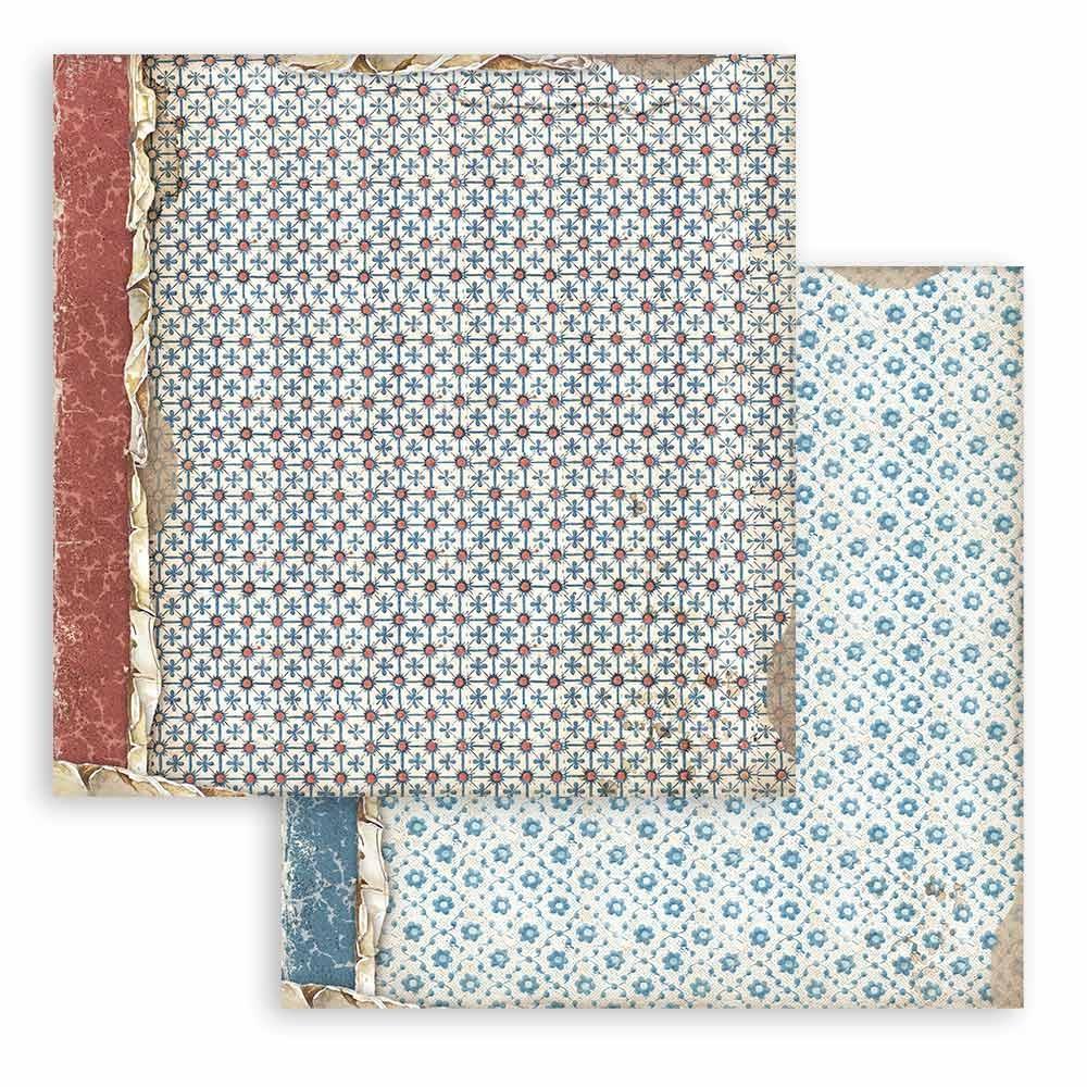 Bloc de papel con fondo de biblioteca vintage, 12" x 12"