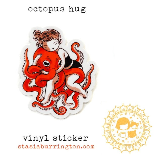 Octopus Hug Vinyl Sticker Stasia Burrington Illustration