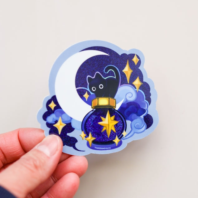 Pegatina de vinilo con poción de tinta del cielo profundo