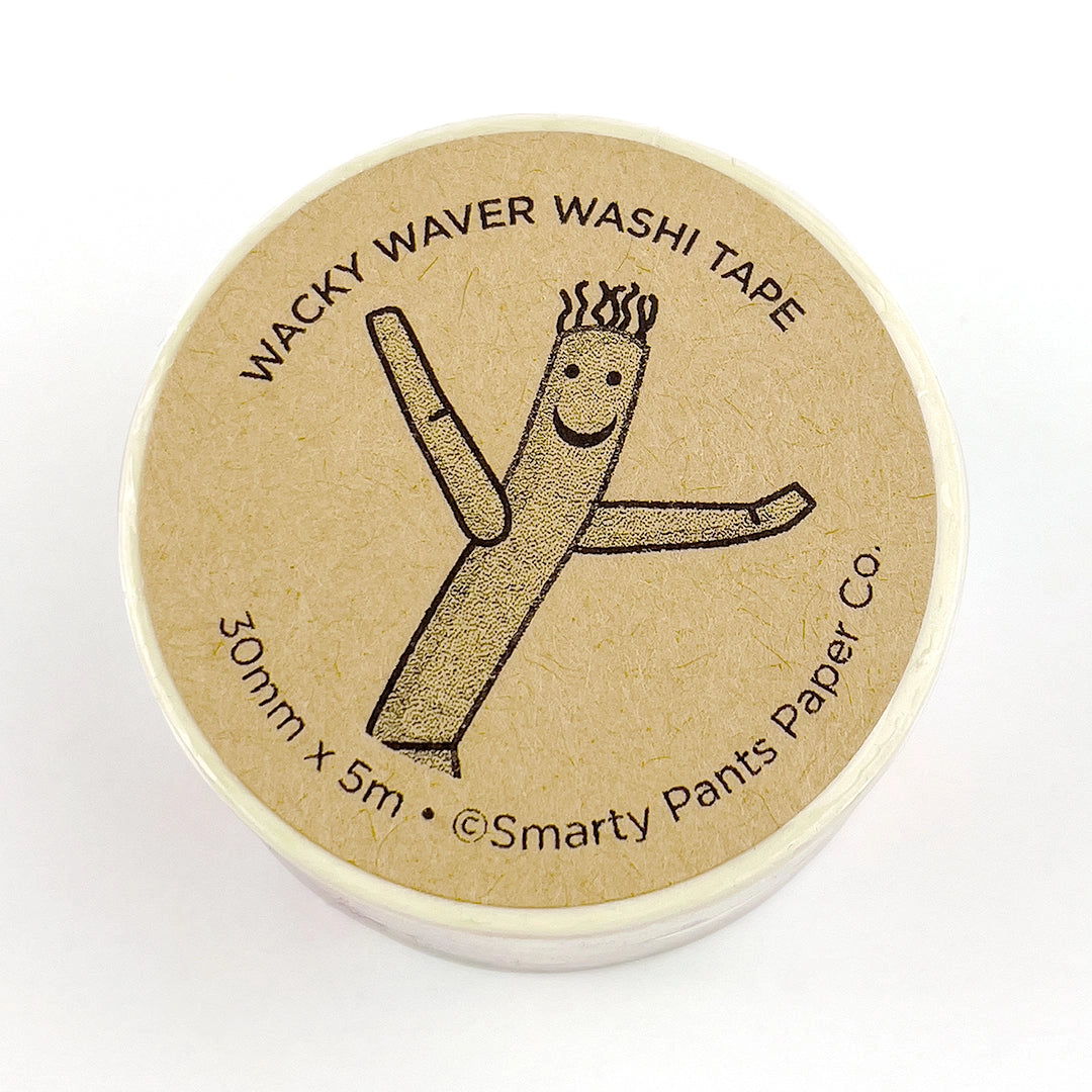 Extra wide Wacky Waving Inflatable Arm Flailing Tube Man washi tape!
Each roll is 30mm X 5m
Acid-free
Original Smarty Pants design
Individually shrink wrapped
Kraft label on top displays pattern of tape
White label on bottom with product information