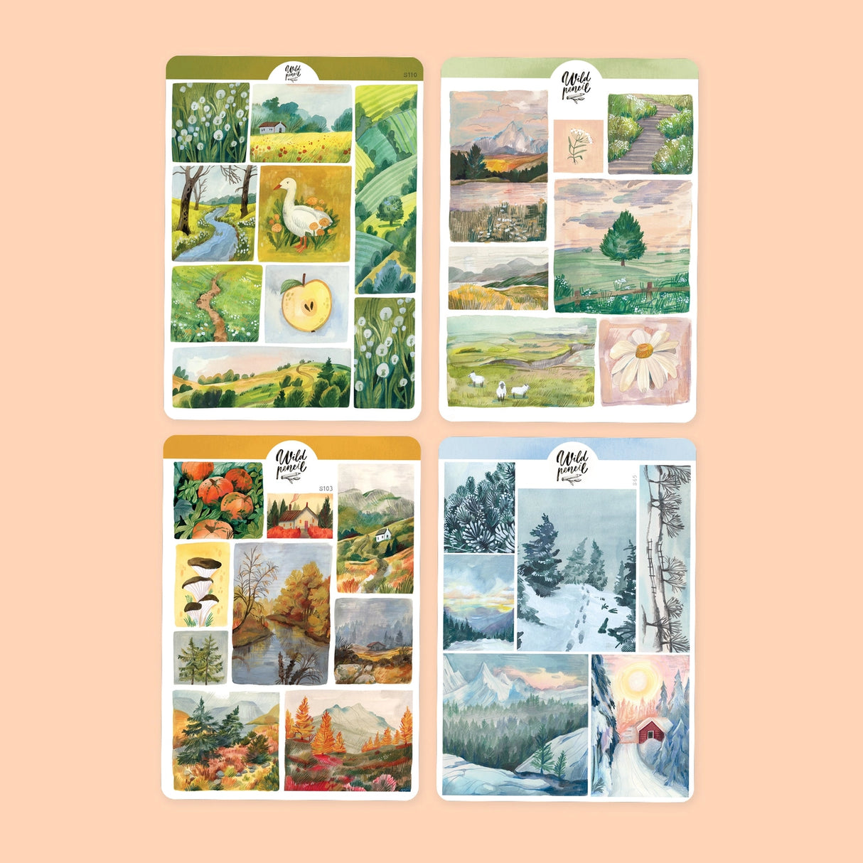 Get four stickers sheets in a bundle for better price! Perfect for your bullet journal, planner, snail mail or various other crafts. Designed from my original sketchbook illustrations, each made with love in Czech Republic.