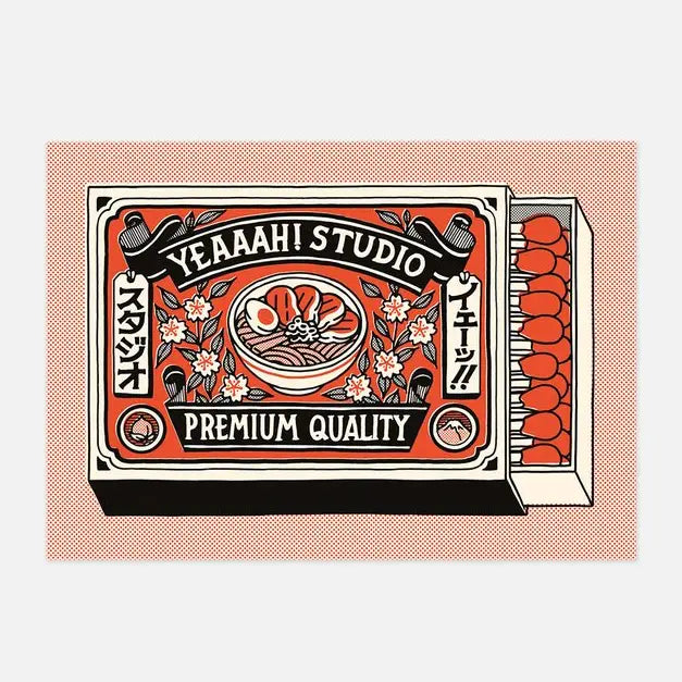 This illustration is inspired by old Japanese matchbox labels.
• Postcard format A6 (14.8 x 10.5cm)
• Fedrigoni Arena 300gm2 FSC certified paper
• printed in France