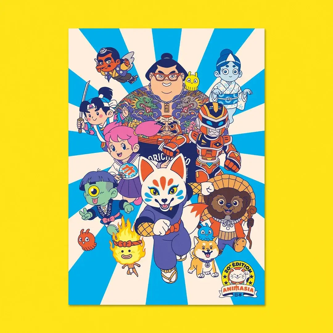 Illustration created for the twentieth edition of the Animasia festival in Bordeaux.
• Postcard size A6 (10.5 x 14.8cm)
• Old Mill Premium White 300g paper
• Digital printing
• Printed in France