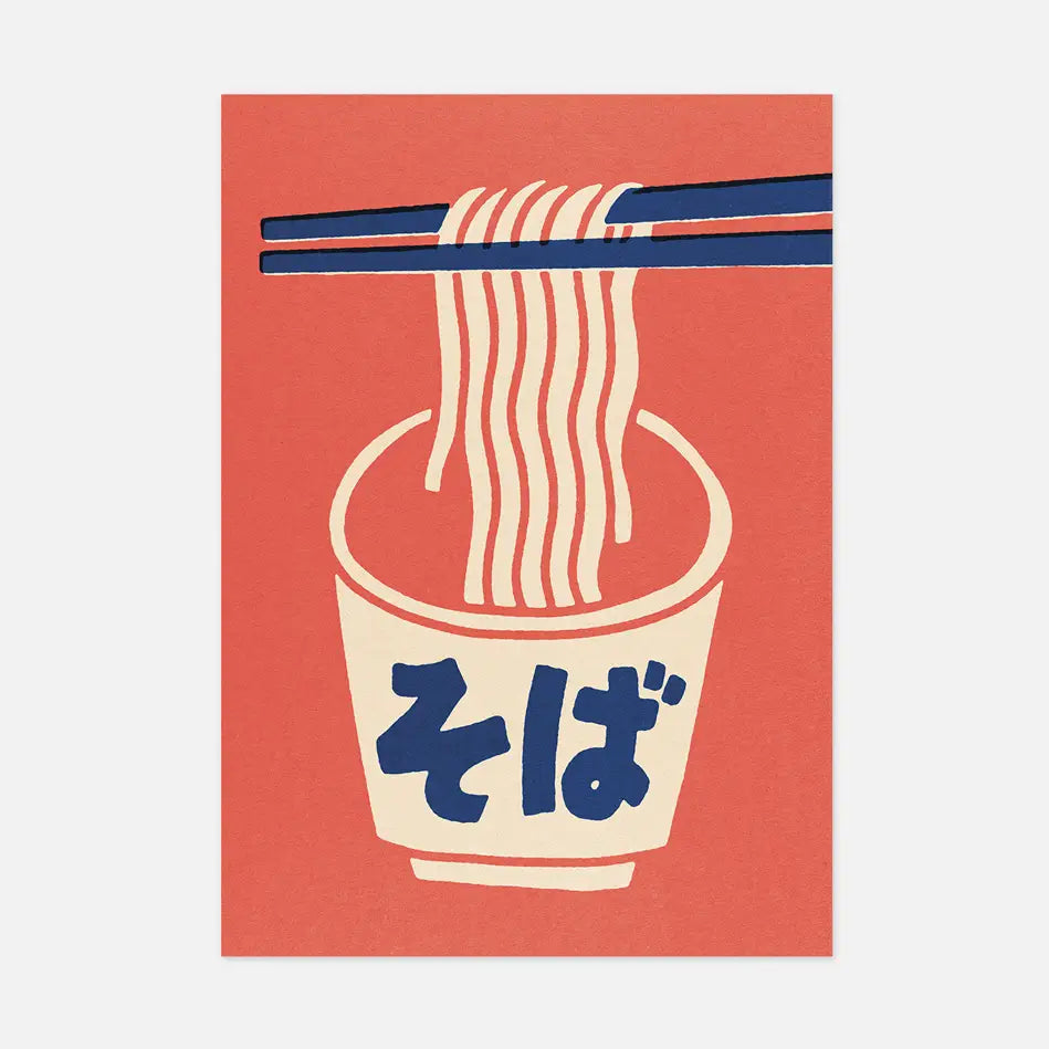 This illustration is inspired by Japanese commercial illustrations from the early 20th century. It's a false brand for soba which are buckwheat noodles.
• Postcard format A6 (14.8 x 10.5cm)
• Fedrigoni Arena 300gm2 FSC certified paper
• printed in France